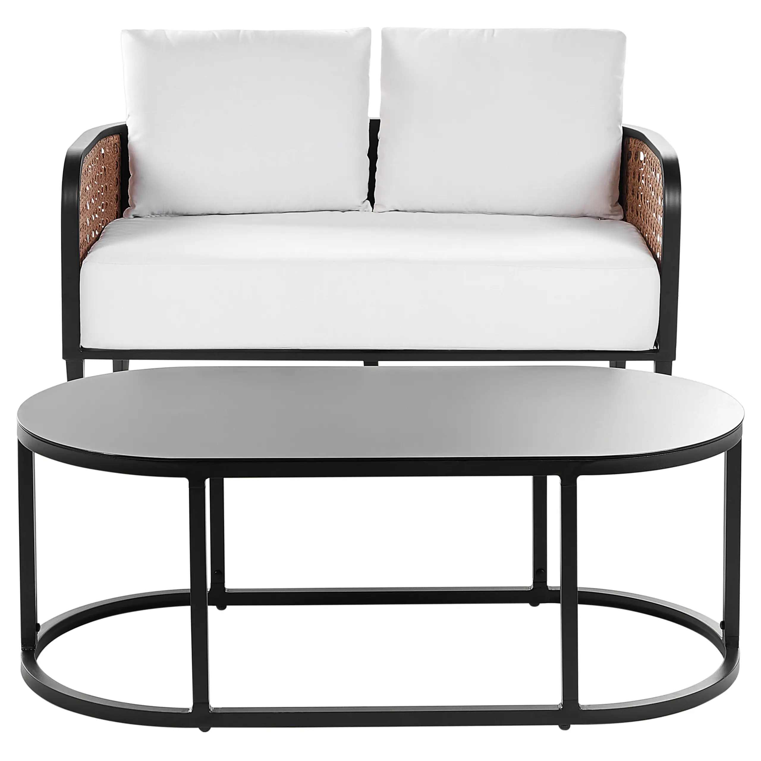 Ensemble de salon de jardin – Mobilier de jardin avec table 2 places MONTEFALCO Métal Blanc