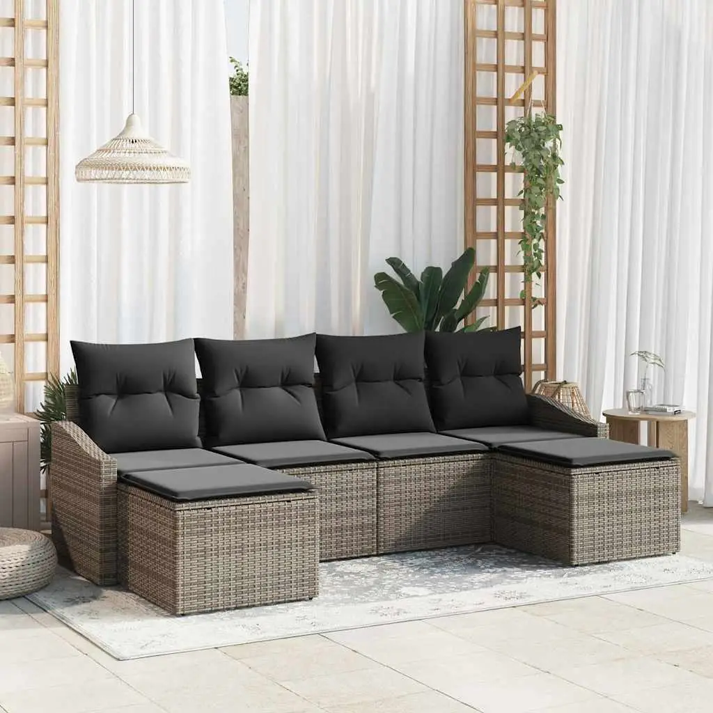 Ensemble de Canapés avec coussin 6 pcs Gris polyrotin vidaXL 3346829