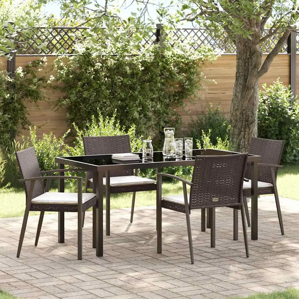 Ensemble de salle à manger pour jardin 5 pcs Marron et Noir vidaXL 3379061