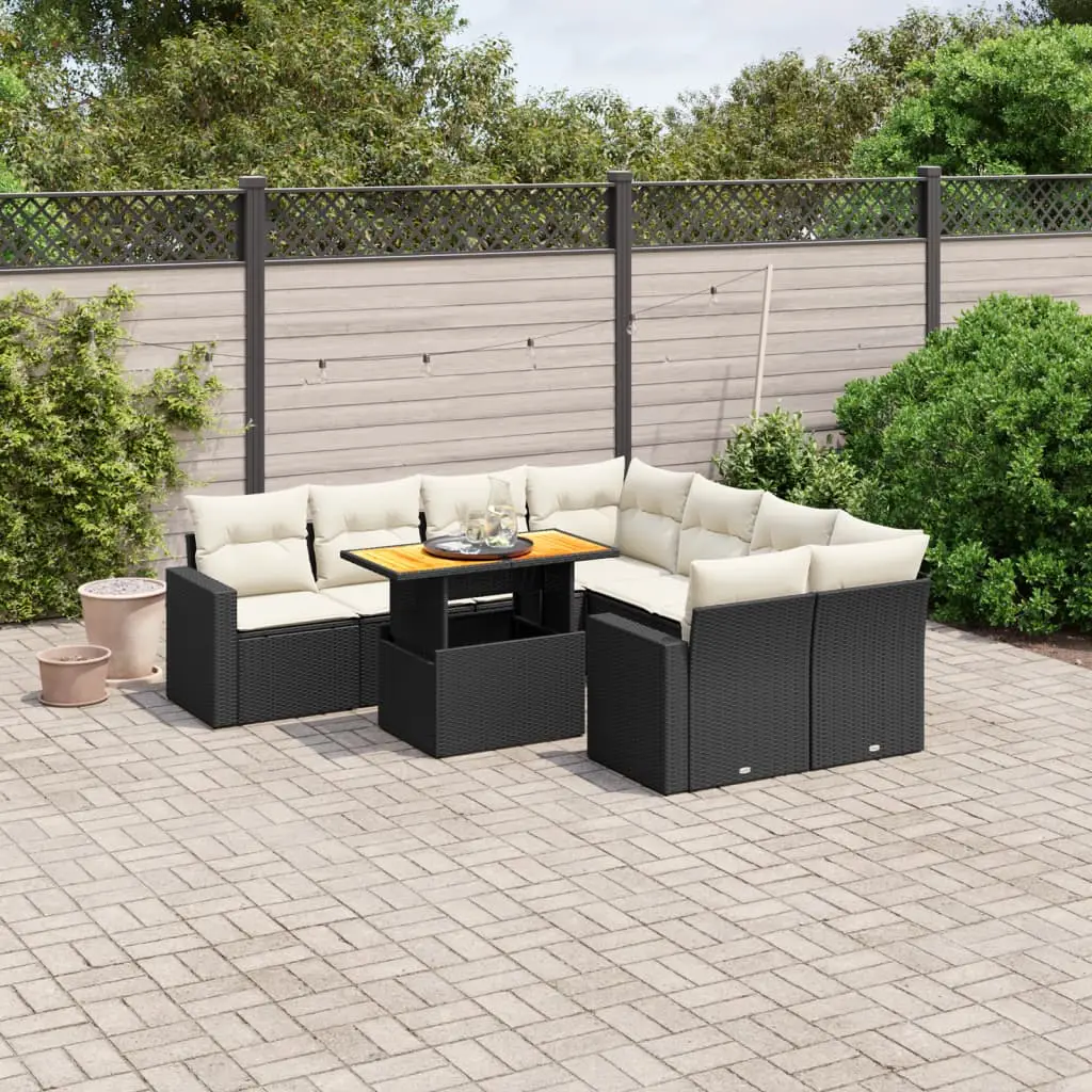 Ensemble de jardin 9 places noir avec accoudoirs et table ajustable modulable – ComfortXL Outdoor Living