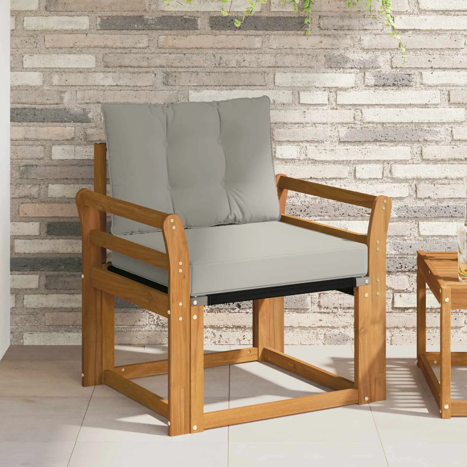 Canapé d’extérieur Bois d’Acacia Massif Gris Naturel et Clair vidaXL 3436299 Naturel et gris clair