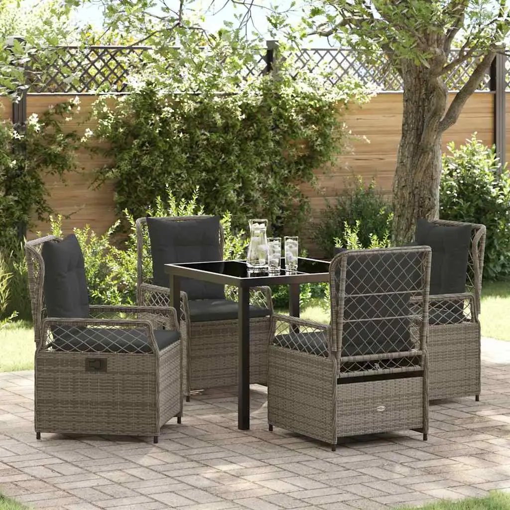 Ensemble de salle à manger pour jardin 5 pcs Gris polyrotin vidaXL 3380996