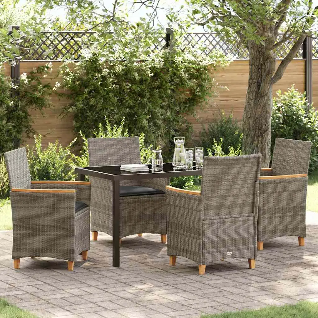 Ensemble de salle à manger pour jardin 5 pcs Gris polyrotin vidaXL 3381095