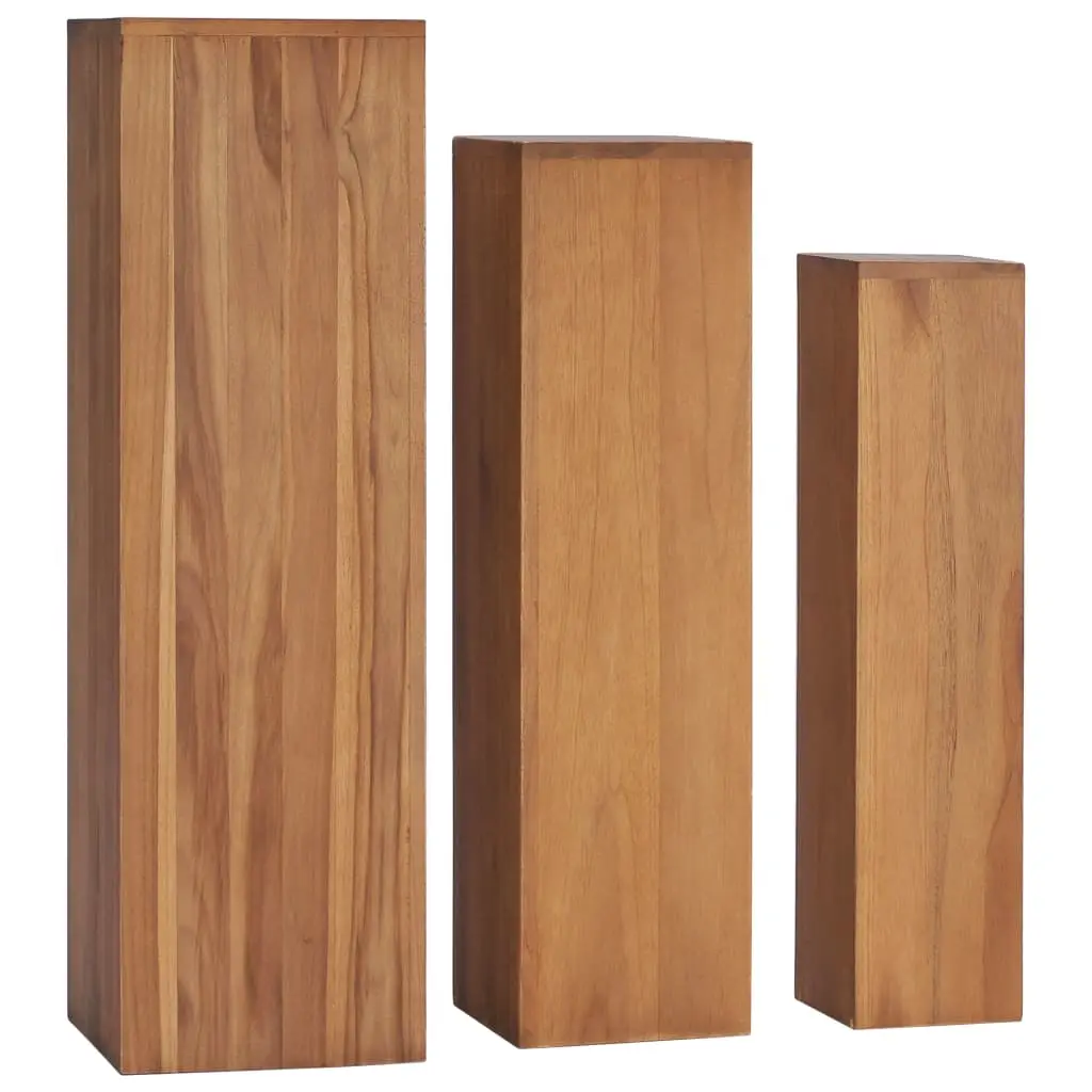 Ensemble de supports de plantes 3 pcs Bois de teck solide vidaXL 286278