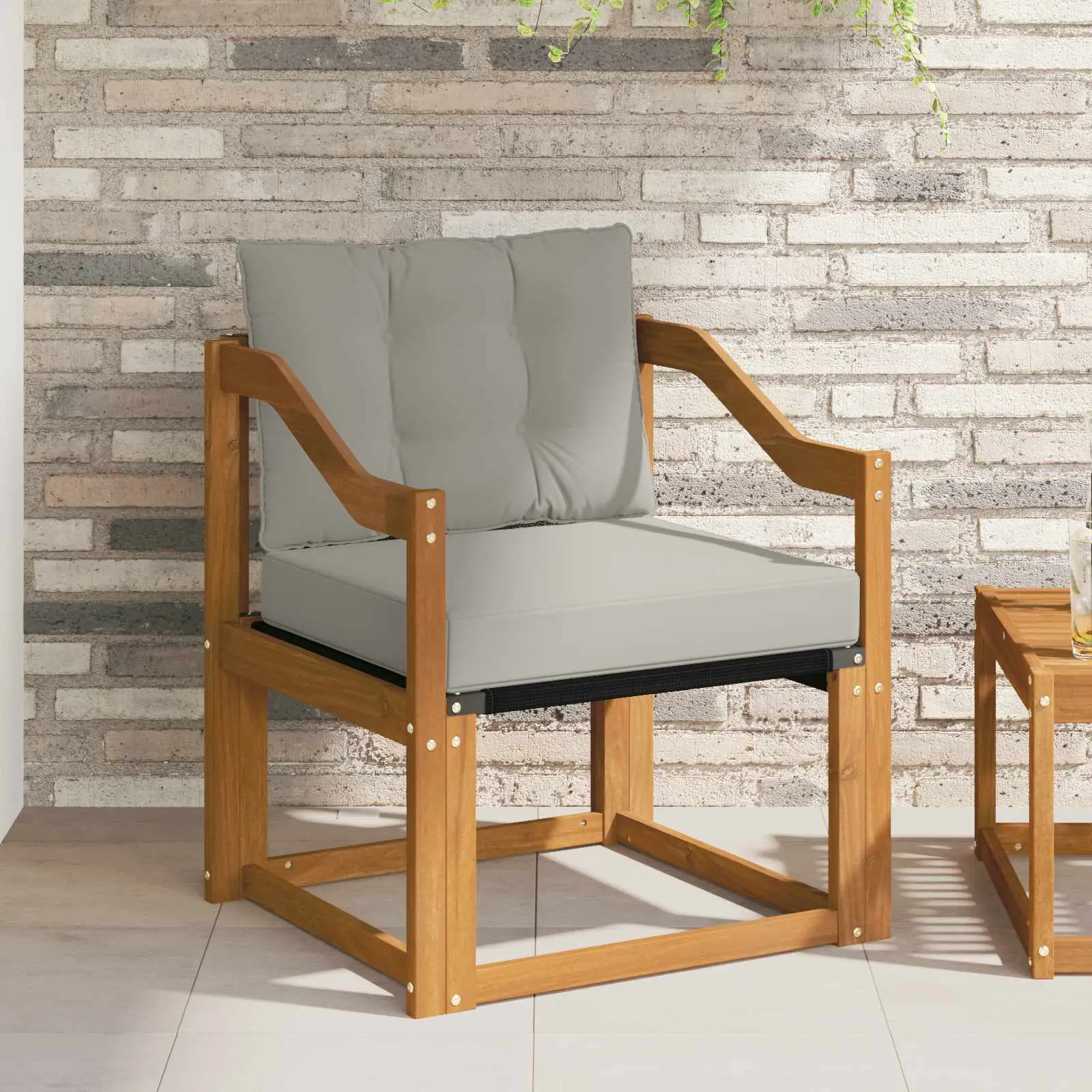 Canapé d’extérieur Bois d’Acacia Massif Gris Naturel et Clair vidaXL 3436307 Naturel et gris clair