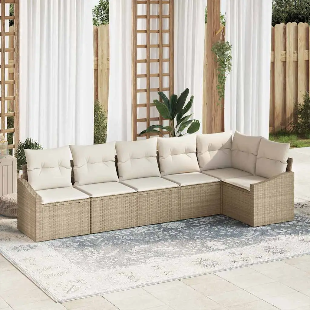 Ensemble de Canapés avec coussin 6 pcs Beige polyrotin vidaXL 3346741 beige et crème