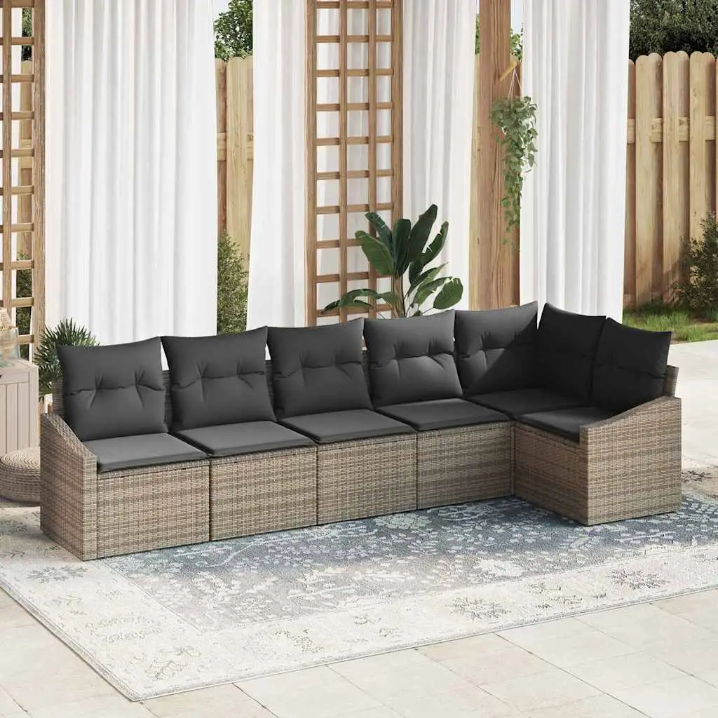 Ensemble de Canapés avec coussin 6 pcs Gris polyrotin vidaXL 3346739