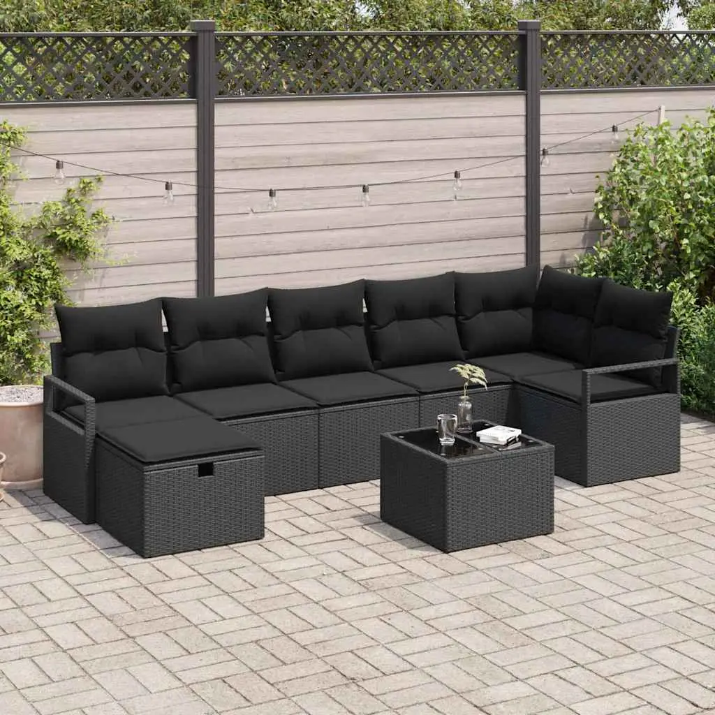 Ensemble de Canapés avec coussin 5 pcs polyrotin vidaXL 3360544 Noir/ Noir