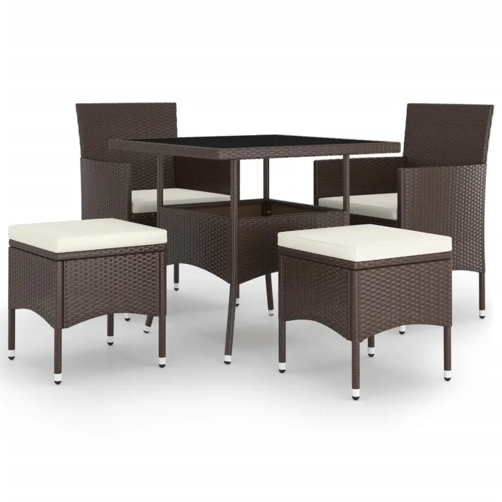 Ensemble de 5 pcs table de jardin avec chaises – mobilier de jardin Résine tressée Marron-JU2530 Brun