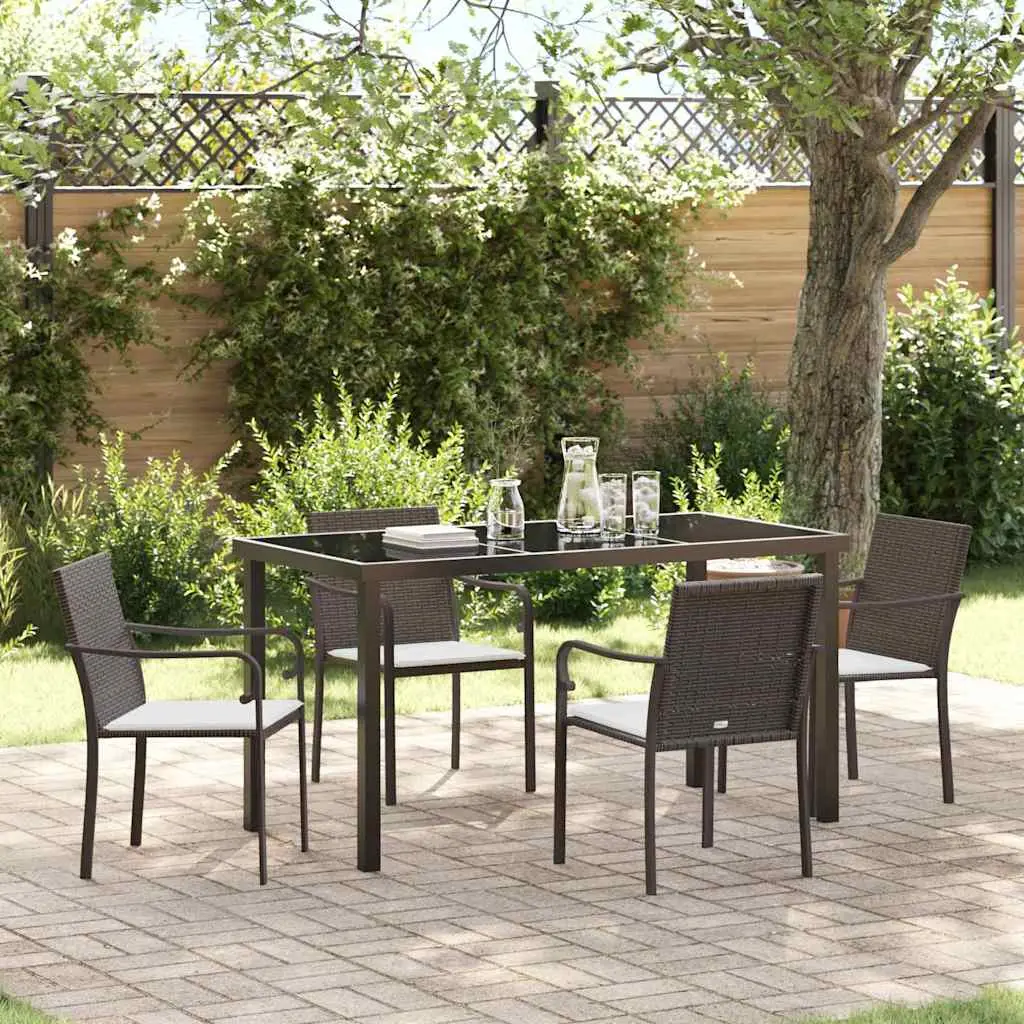 Ensemble de salle à manger pour jardin 5 pcs Marron et Noir vidaXL 3379046