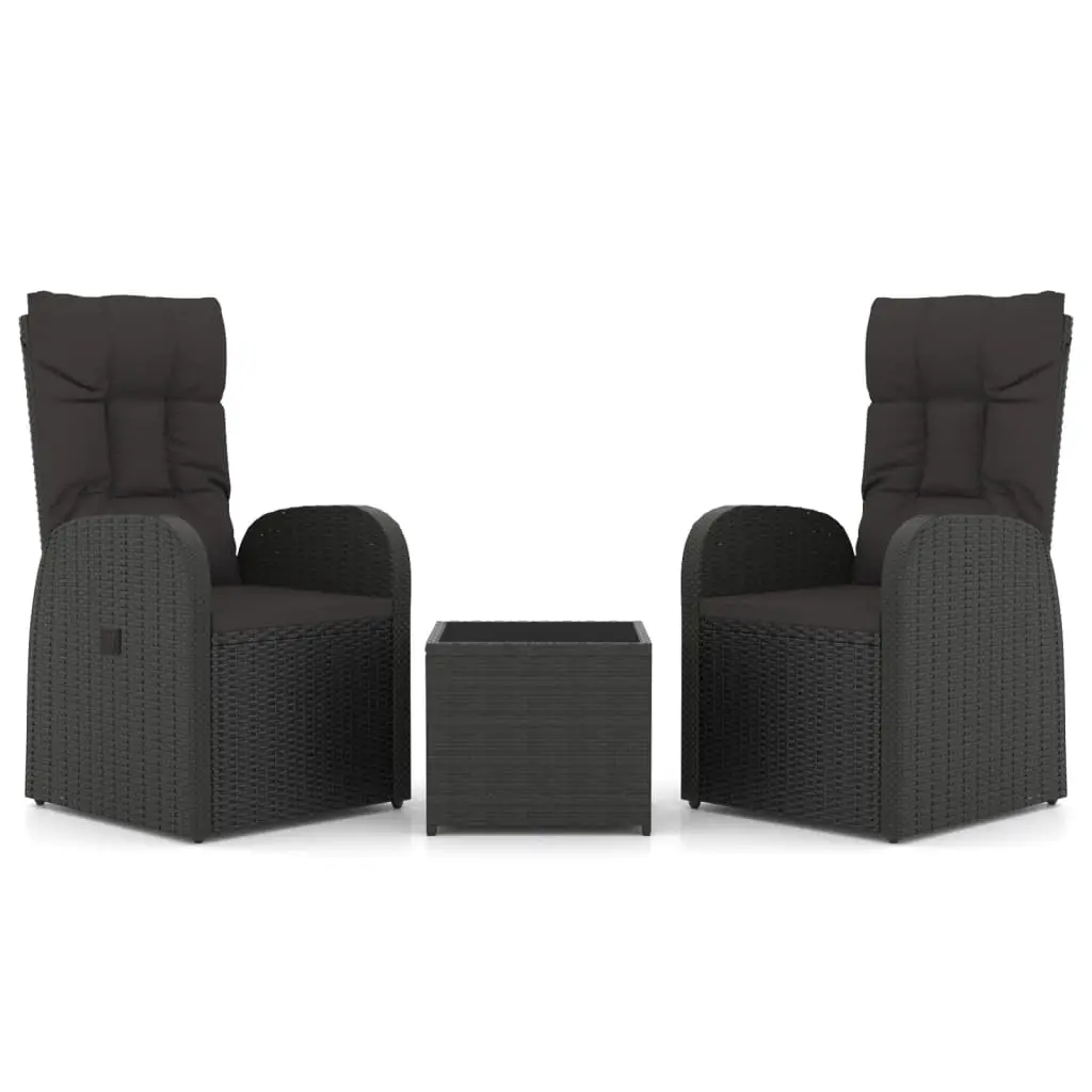 Ensemble de salon de jardin – Mobilier extérieur 3 pcs noir poly rotin et acier P842