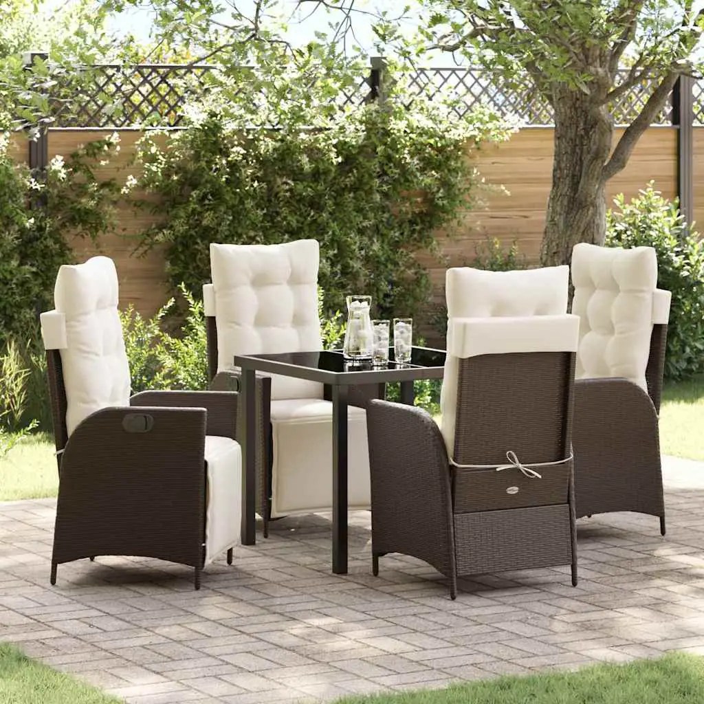 Ensemble de salle à manger pour jardin 5 pcs Marron polyrotin vidaXL 3380541